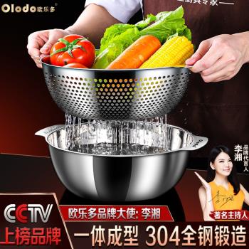 德國304不銹鋼洗菜盆瀝水籃食品級濾洗米篩淘米盆廚房神器水果籃