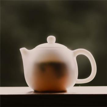 德化羊脂玉高檔白瓷茶壺龍蛋壺啞光磨砂茶具套裝家用客廳手工泡茶