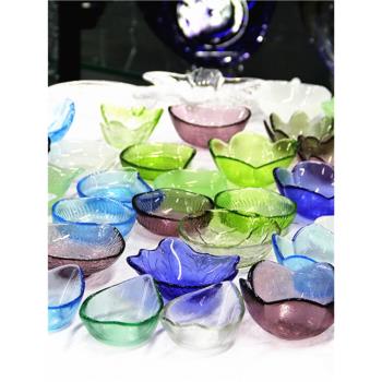 彩色玻璃小味碟家用玻璃碟玻璃蝶調料蘸碟小盤子碟子小碗小蝶迷你