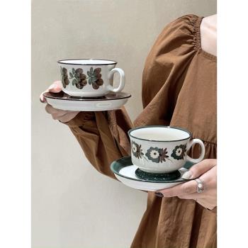 法式復古ins風手繪芬蘭中古杯碟少女心陶瓷咖啡杯早餐麥片牛奶杯