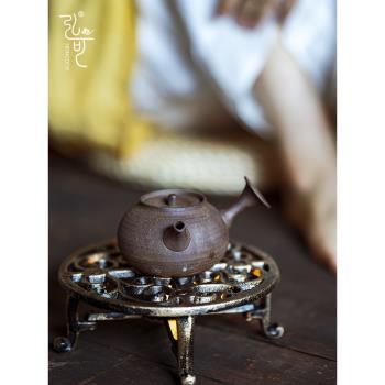 弘可中式茶道鑄鐵器溫茶爐蠟燭復古家用日式干燒茶臺茶壺加熱底座