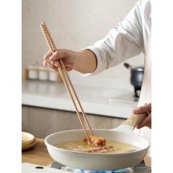 居家家櫸木加長款火鍋油炸筷子家用撈面超長快子廚房油條實木筷子