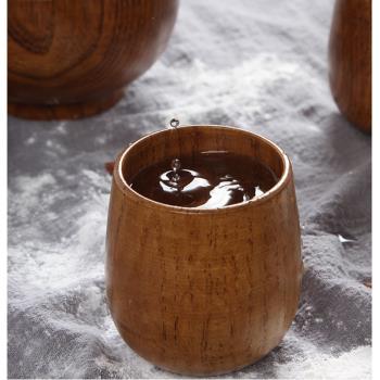 日式原木小酒杯實木手工酒水杯中國風杯子酸棗木質復古木頭茶杯