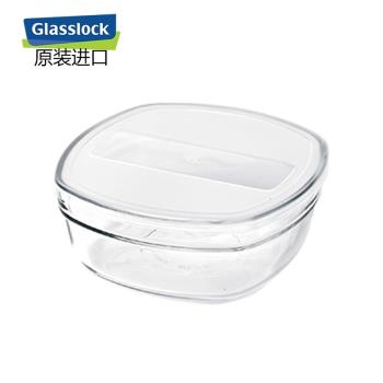 Glasslock韓國進口鋼化玻璃帶蓋微波爐保鮮盒沙拉玻璃飯碗方形12