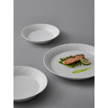 米立風物牛排盤西餐盤家用白色高級感盤子日式圓形餐具創意菜盤