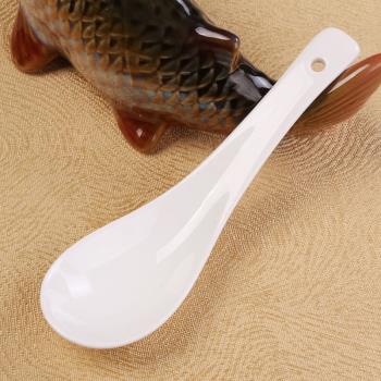 LifeEyes陶瓷大湯勺子湯勺餐勺中式純白色咖啡勺 骨瓷金邊湯匙