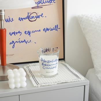 韓系ins風手寫字母藍色玻璃杯