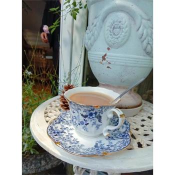 復古青花描金系列骨瓷奢華下午茶杯碟咖啡杯碟套裝高級感輕奢專業