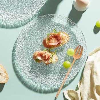 創意冰凝玻璃盤平盤甜品盤現代簡約水果盤客廳家用零食盤子ins風