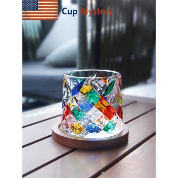 美國 cup mystery美國進口高硼硅玻璃材質時尚創意手繪轉轉玻璃杯