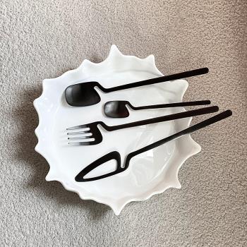 韓國ins風小眾設計可懸掛邊刀叉勺不銹鋼西餐牛排餐刀甜品蛋糕勺