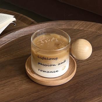 法式復古可愛圓木手柄咖啡杯耐熱玻璃牛奶杯ins拿鐵杯早餐麥片杯