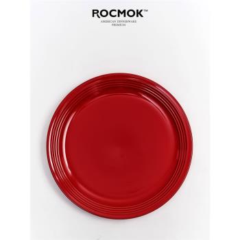 ROCMOK勃艮第紅牛排餐盤歐式盤子創意個性家用餐盤陶瓷餐廳商用大