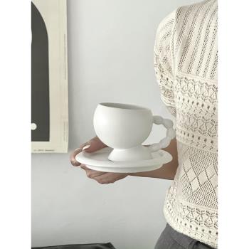中古咖啡杯碟ins風葫蘆手柄陶瓷馬克杯下午茶拿鐵杯早餐牛奶杯碟