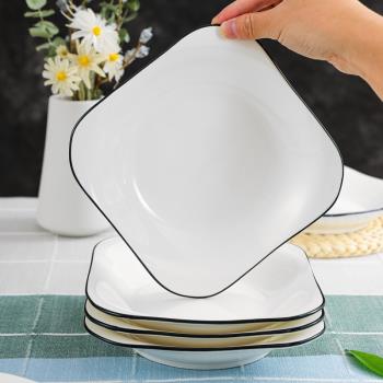 簡約黑線菜盤子歐式陶瓷餐具盤子菜盤碟子單個創意網紅北歐風餐盤