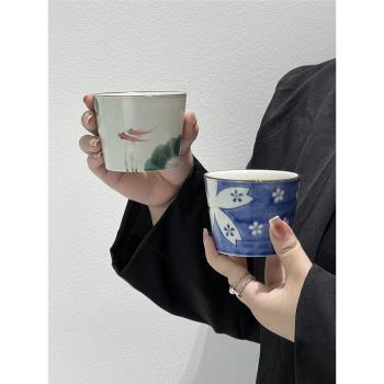 日式復古陶瓷拉花咖啡杯ins風手繪花卉拿鐵杯卡布奇諾早餐牛奶杯