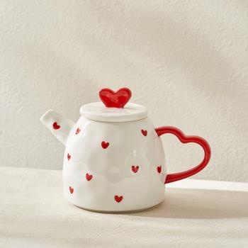 肆月家用泡花茶水果茶可愛陶瓷茶壺下午茶茶具套裝恒溫煮茶壺茶杯
