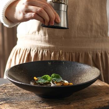 磨砂陶瓷盤子家用淺菜盤餐具日式西餐牛排盤簡約大餐盤創意沙拉盤