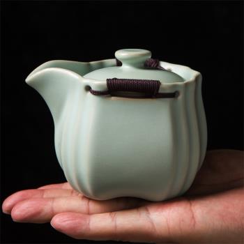 唐垚汝窯茶壺防燙手抓壺大號陶瓷泡茶壺日式手工家用復古過濾單壺