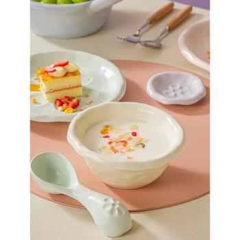 日式侘寂手捏陶瓷高顏值可愛風餐具ins 盤子碗碟特別好看吃飯創意