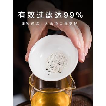 茶漏茶濾茶葉過濾網茶水分離茶隔泡茶神器羊脂玉白濾茶公道杯茶具