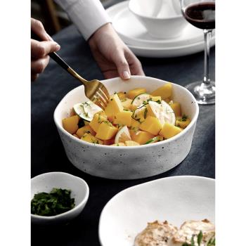 創意北歐高顏值餐具碗碟套裝家用輕奢簡約盤子碗高檔ins風 沙拉碗