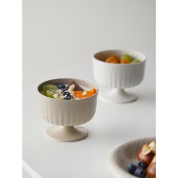 米立風物創意陶瓷高腳杯冰淇淋甜品杯子早餐燕麥牛奶杯復古咖啡杯