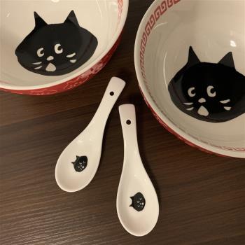 Nya日系小黑貓陶瓷勺子