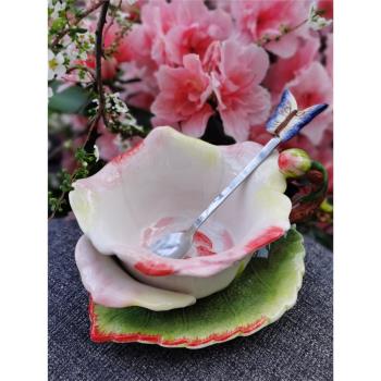 粉玫瑰杯子陶瓷杯創意茶杯套裝咖啡杯花草茶具家居歐式杯碟勺組合