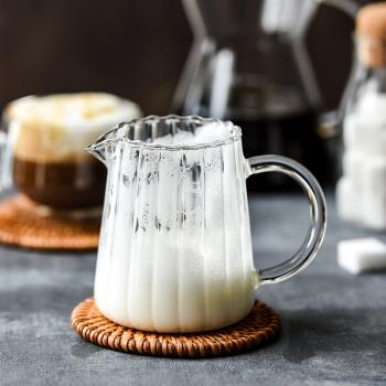 茶咖美器迷你奶壺尖嘴小奶罐咖啡玻璃奶盅帶把倒牛奶壺糖漿加奶杯