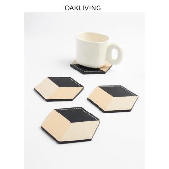 oakliving皮革杯墊北歐風加厚隔熱咖啡茶杯酒吧酒店餐廳可定logo