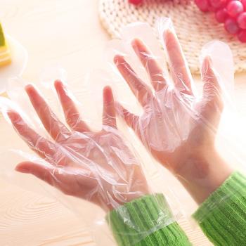 一次性手套食品餐飲美容家務100個裝加厚PE透明塑料薄膜手膜手套