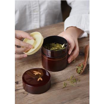 日本進口山中漆器樹脂輕便茶葉罐 抺茶便攜密封罐 隨身旅行茶具