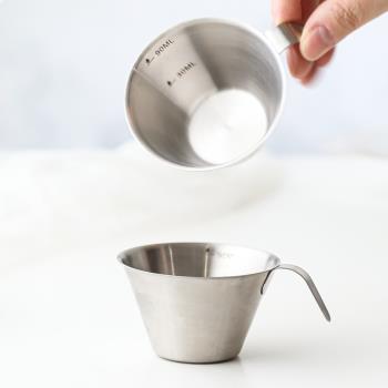 茶咖美器304不銹鋼濃縮咖啡杯刻度萃取杯帶手柄糖漿奶杯量杯奶盅