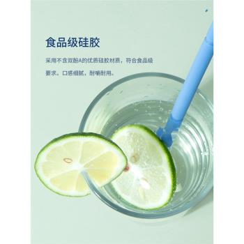 樂扣樂扣食品級矽膠吸管耐熱折疊矽膠吸管兒童食品級喝粥喝奶神器