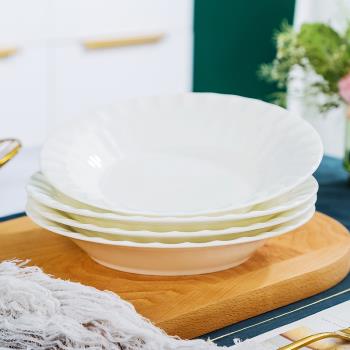 骨瓷湯盤創意深盤子家用餐盤個性飯盤8英寸裝菜盤陶瓷菜碟菜盤子