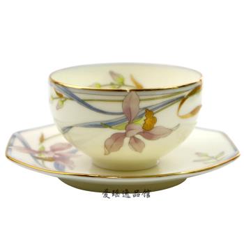 日本美濃燒保谷HOYA蘭花和風茶具茶杯碟子套裝湯吞高顏值日式茶碗