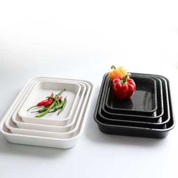 白色塑料托盤長方形大加深熟食展示盤密胺商用涼菜盤鹵肉鹵菜盤子