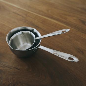 糯米瓷 日式304不銹鋼量勺加厚 量杯烘焙咖啡工具熱奶醬汁刻度杯