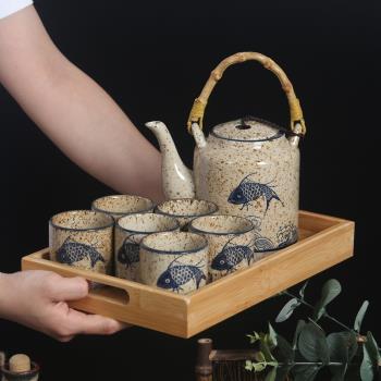 日式復古茶壺茶杯茶具套裝家用大號陶瓷泡茶壺涼水壺大容量耐高溫
