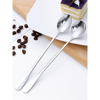 創意不銹鋼勺子410食品級家用長柄勺湯匙辦公室咖啡勺攪拌勺調羹
