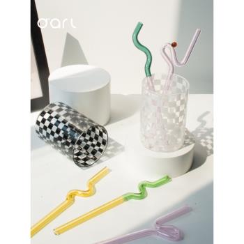 專利設計彩色玻璃吸管耐熱環保非一次性咖啡攪拌棒ins設計感勺子