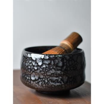 泥之器 日式黑天目鷓鴣油滴釉抹茶碗粗陶茶具陶瓷復古點茶碗套裝