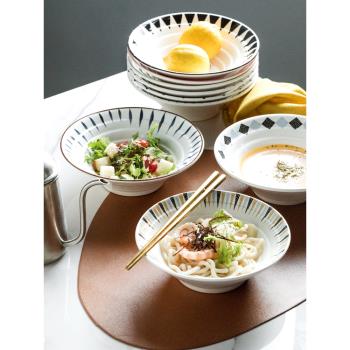日式拌面拉面碗家用陶瓷碗網紅面館專用大號喇叭斗笠湯碗吃面條碗