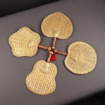 麥秸編草編織蒲草扇子棕葉大人現代中式復古懷舊中國風舞蹈扇子