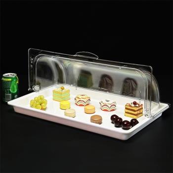 面包蛋糕點心水果托盤帶蓋食品展示試吃盤透明保鮮蓋食物罩密胺