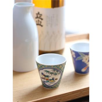 日本進口九穀燒陶瓷復古小茶杯主人杯白酒清酒杯子碟子茶托茶盞
