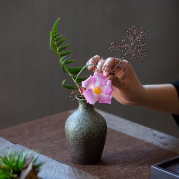 碌心 中式復古粗陶花器水培居家裝飾客廳小擺件桌面花藝插花器皿