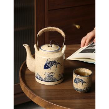 日式復古茶壺家用大號茶具陶瓷泡茶壺涼水大容量套裝冷水功夫客廳