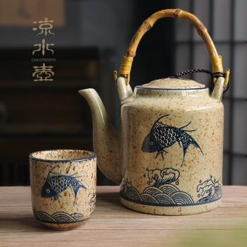 日式冷水壺家用陶瓷涼水壺涼白開水壺茶壺杯套裝耐高溫大容量客廳